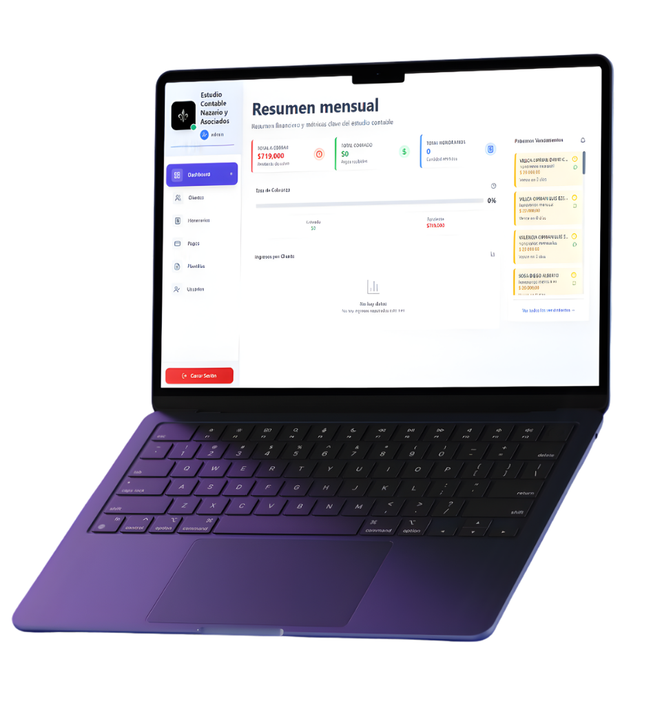 Glorify — Sistema de gestión en laptop